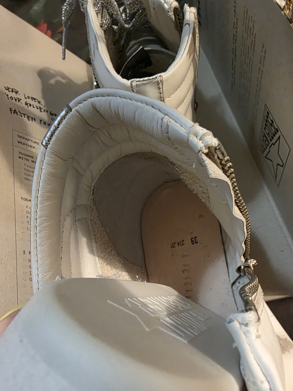 Golden Goose LMT ED White and Gray High-Top Slides - Picture 5 of 5